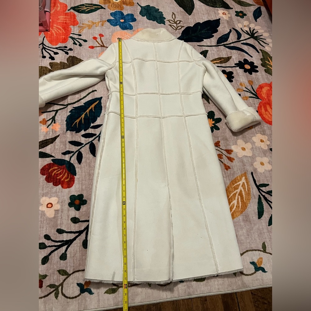 Like NEW WHBM Elegant White Long Coat - Faux Fur - Picture 7 of 8